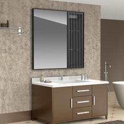 28 in. W x 26 in. H Rectangular Aluminum Alloy Recessed Medicine Cabinet with Mirror in Black