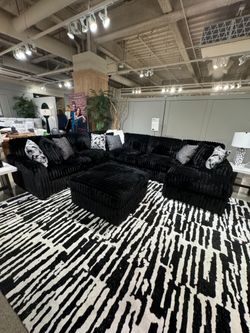 Onyx Corduroy 4-Piece Chaise Sectional Comfy Couch Sofá Cómodo