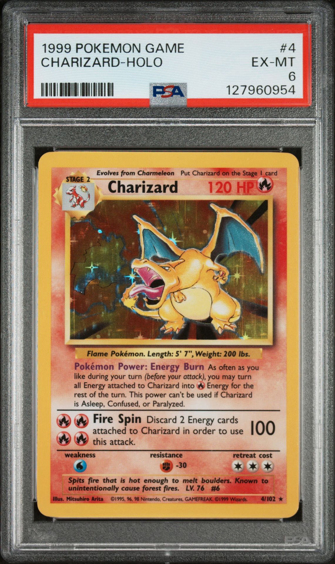 1999 POKEMON GAMECHARIZARD-HOLO PSA 6