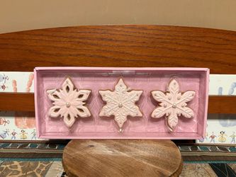 Pink Gingerbread Snowflake Ornaments