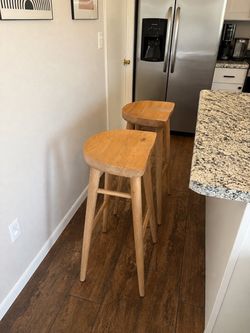 Set of 2 Solid Wood Bar Stools