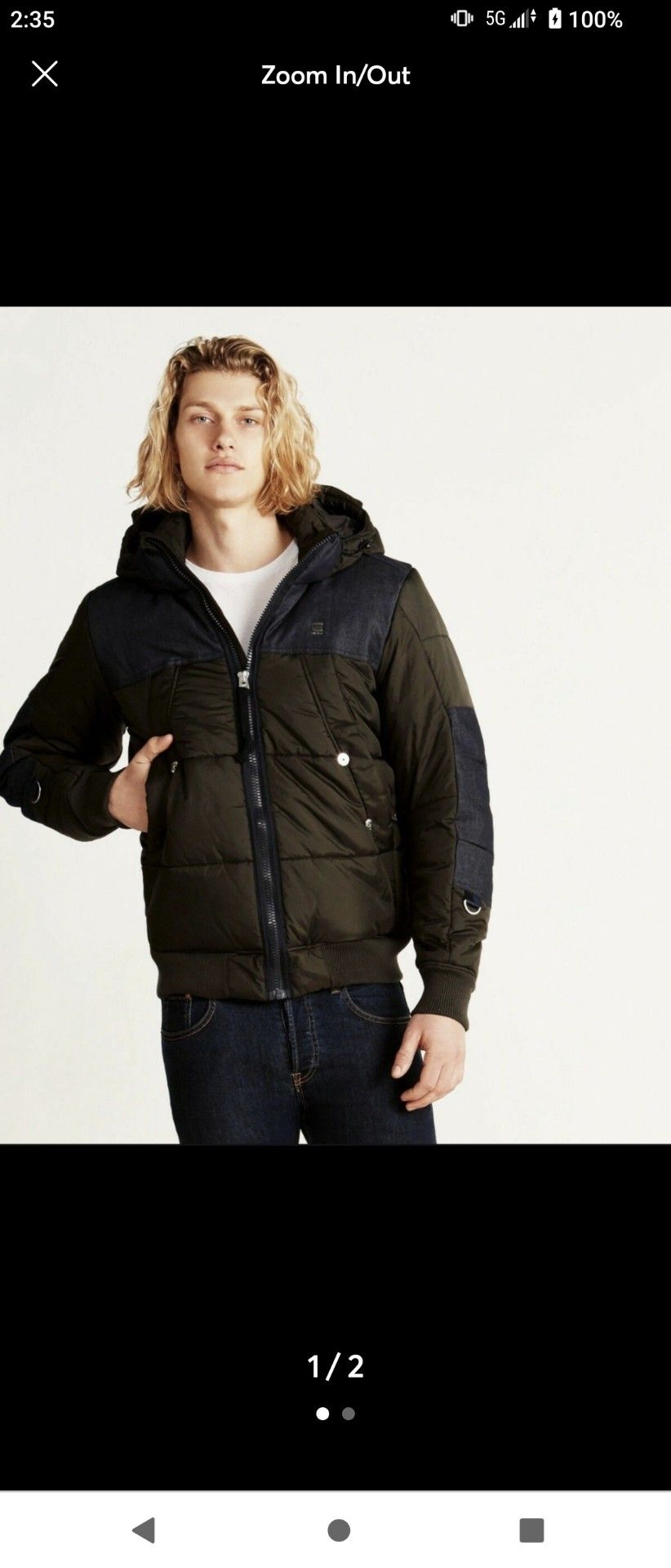 G-STAR RAW Whistler Denim Hooded Bomber Jacket XXL Asfalt