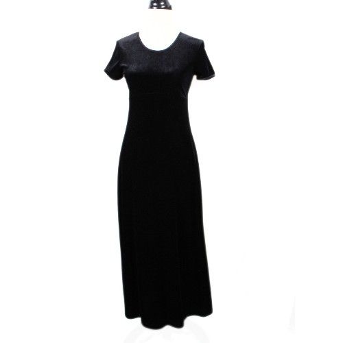 Vintage 1990s Gothic Black Velvet Dress Size Medium