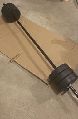 50lb Barbell Set 5-Foot Bar + 45lb of 1” Vinyl Plates. See Description for More Details.