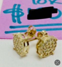 10K Solid Gold Earring CUBIC ZIRCONIUM STONES For Wedding