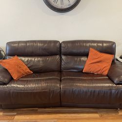 Brown leather couch
