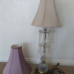 Antique Crystal Lamp With 2 Shades