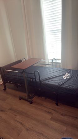 Fully Electric Hospital Bed w/ Over Bed Table