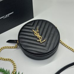 Round Leather Chain Crossbody Bag