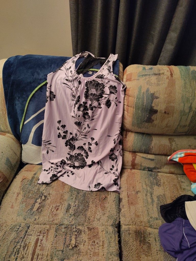 APT.9 Intimates Lingerie Sleeveless Gown Ladies Large Pink Black Floral 