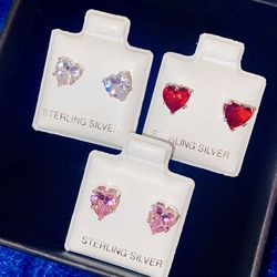 NEW Sterling Silver Heart Earrings 
