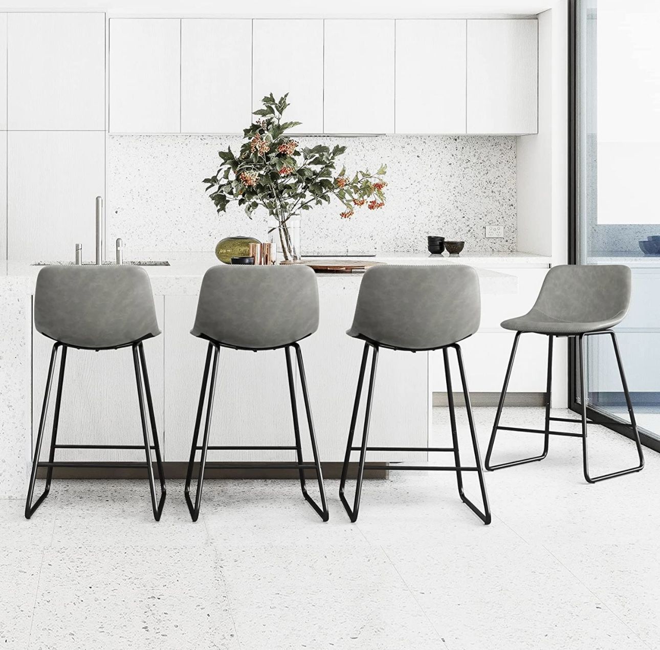 Urban Armless Bar stool Set of 4 Gray 