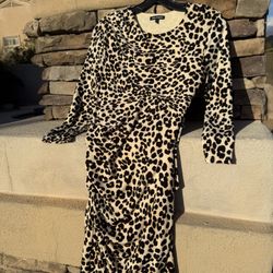 Juicy Couture Women Sand King Long Sleeve Cheetah Leopard Jersey Dress size small 