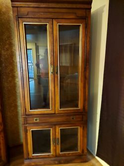 Wood cabinet with shelves