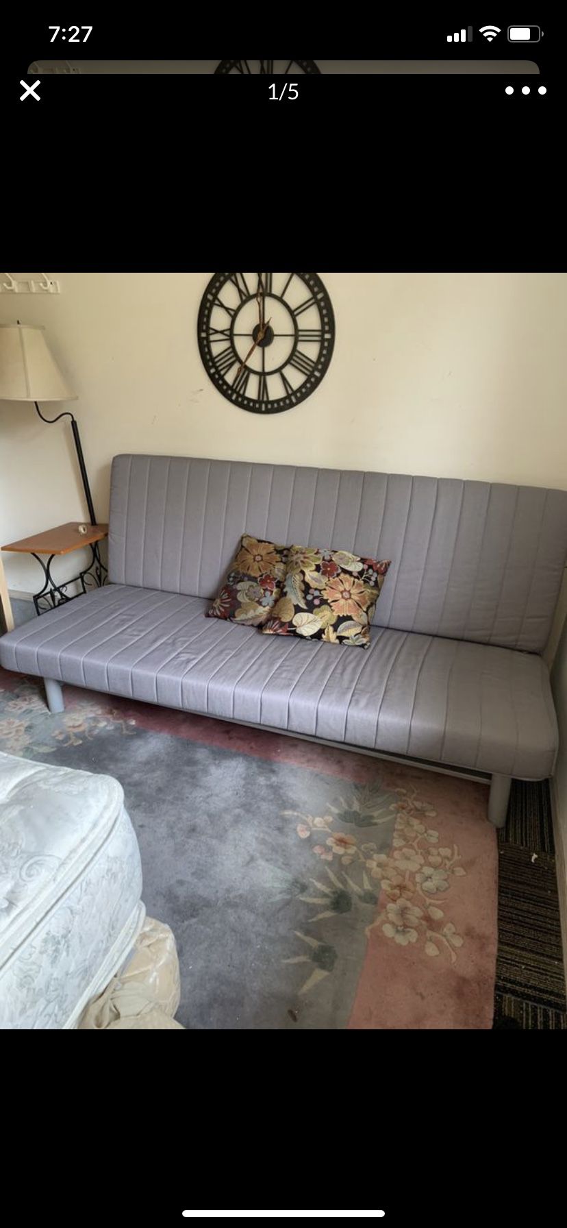Pending pick up Elizabeth::;IKEA Queen bed futon with wood and metal based