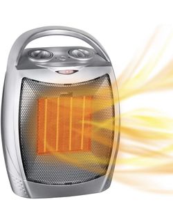    Portable Electric Space Heater with Thermostat, 1500W/750W Safe and Quiet Ceramic Heater Fan, Heat Up 200 Square Feet for Office Room Desk Indoor U