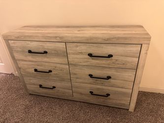 6-Drawer Double Dresser Gray Wood Finish