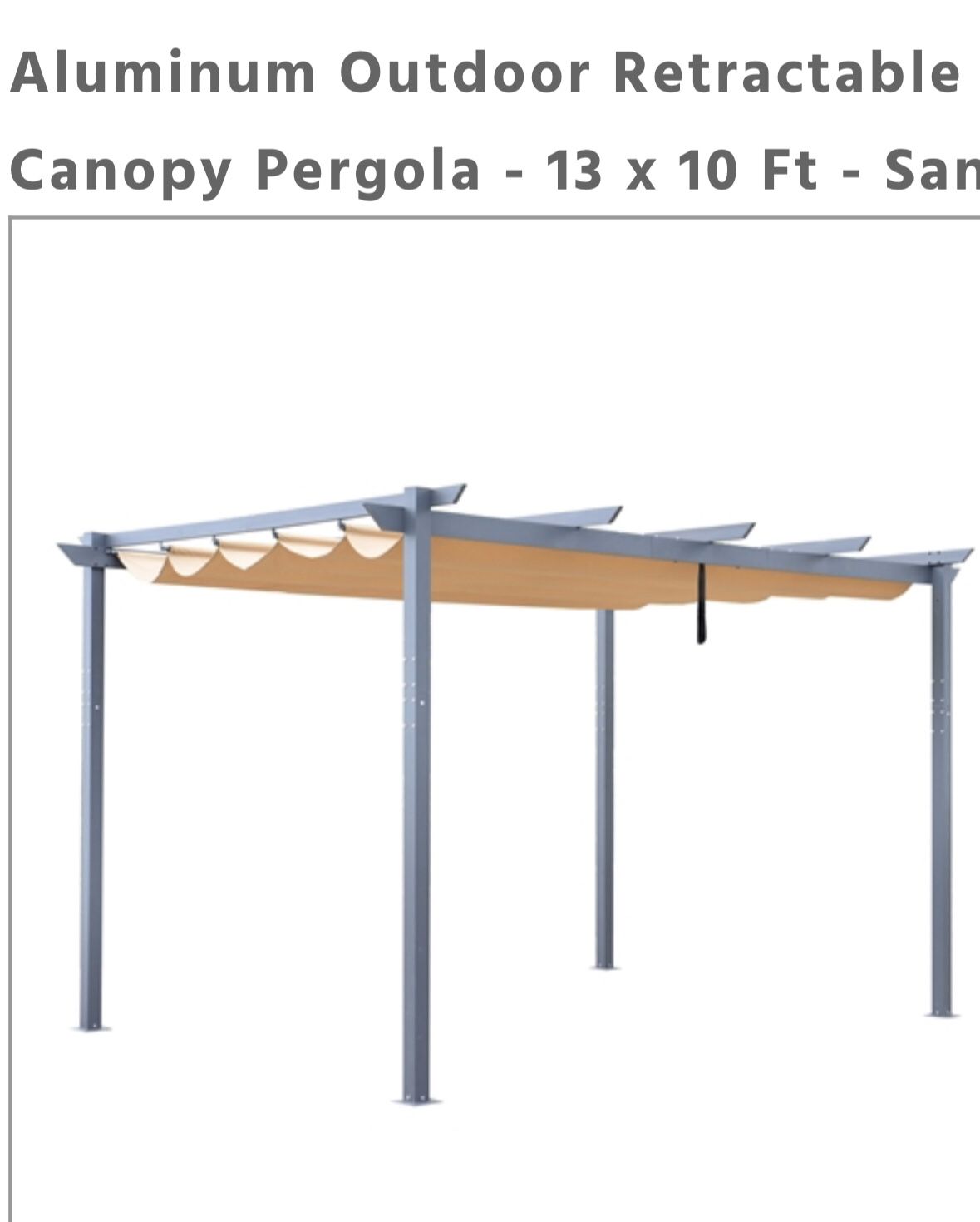 Canopy Pergola aluminum 13.1 x 9.7 x 7.9 Feet Color: Sand