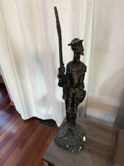 Vintage Cold Cast Iron Don Quixote  Solider Statue