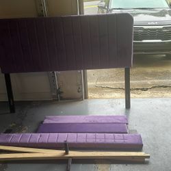 Suede Purple Twin Bed Set. Two Frames Included 