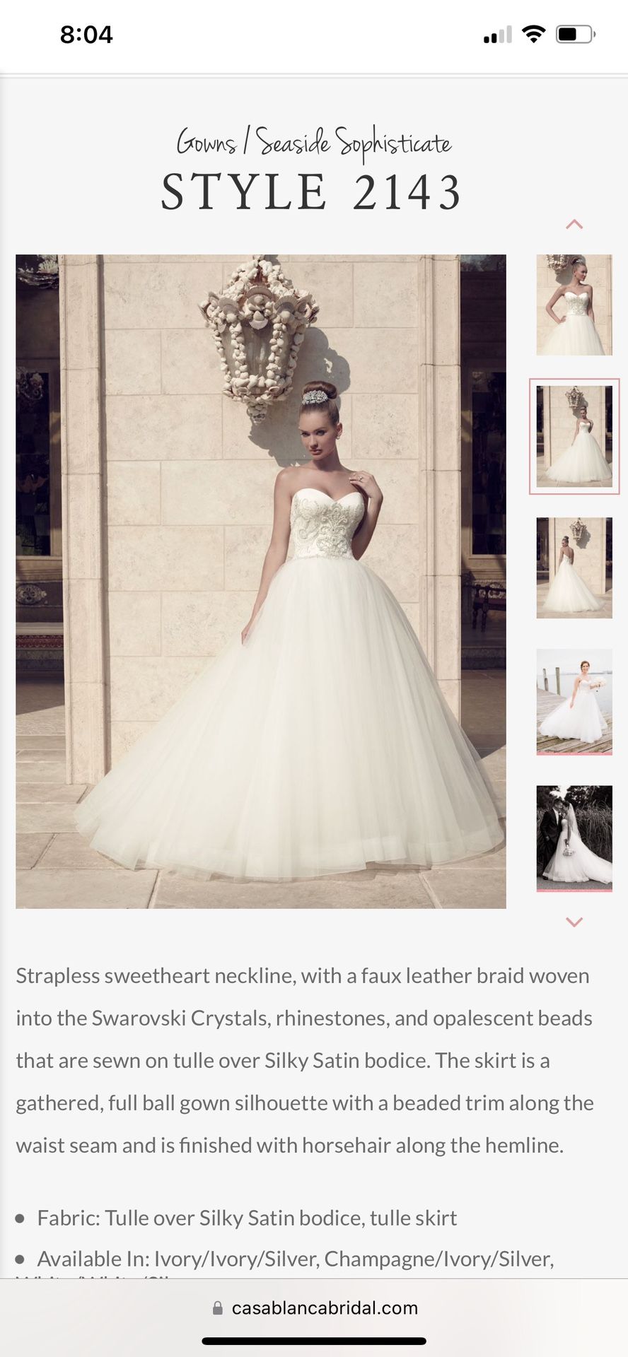 Casablanca Bridal 2143 Wedding Dress