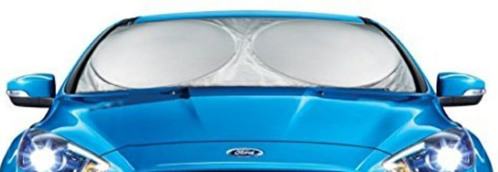 NEW! Magnelex Windshield Sunshade (Medium) for Compact Cars + Bonus Steering Wheel Sun Shade. Premium Quality Reflective Polyester (59 x 31 inches)