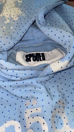 Blue bedazzle sp5der hoodie