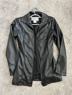 Black Faux Leather Jacket - Size Small