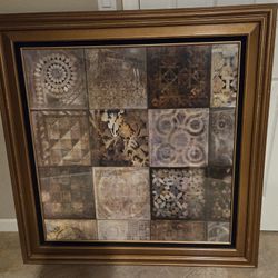 Large Gold Framed Abstract Wall Art