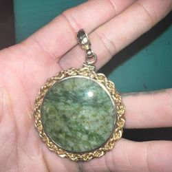 14k Gold filled jade pendant