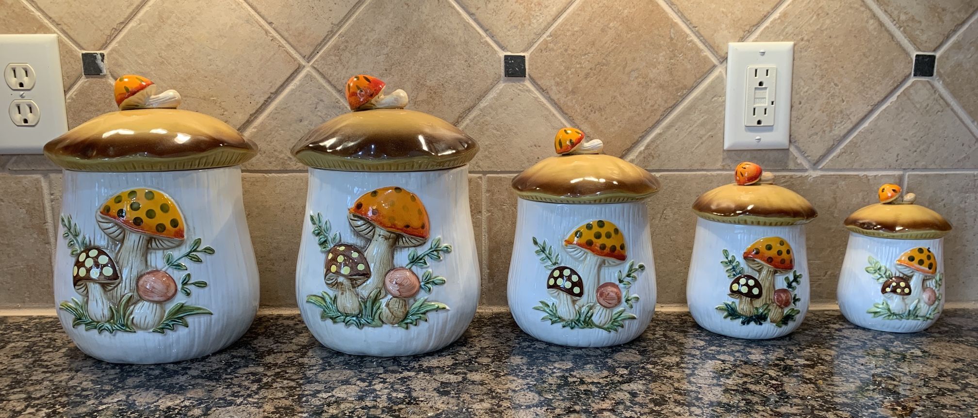 Vintage Merry Mushroom Canister Set