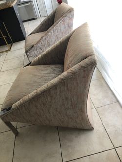 two (2) accent chair silver gold and rose gold three tones 