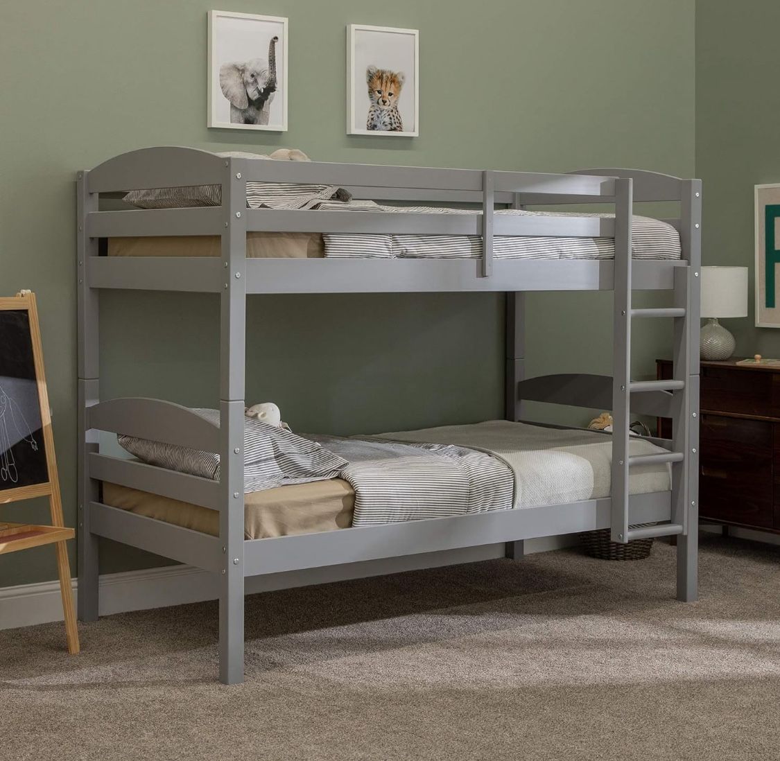 New Solid Wood Grey Transitional Bunk Beds