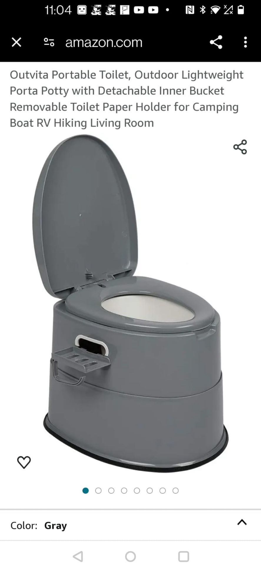 Outvita Portable Toilet, Outdoor Lightweight Porta Potty with Detachable Inner Bucket Removable Toilet Paper Holder for Camping Boat RV Hiking Living 