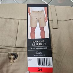 Banana Republic Stretch Chino Shorts Khaki Size 34