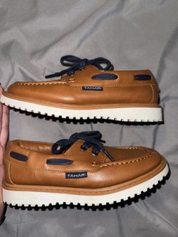 Tahari Kids Brown Leather Boat Shoes 13C