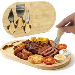 13x7.5 Inche Charcuterie Board Set, Mini Charcuterie Boards, Bamboo Cheese Board Gift Set, Individual Small Tabla De Quesos Madera with Housewarming G