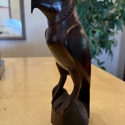 Hand-Carved Ironwood Hawk Sculpture – 11” Tall