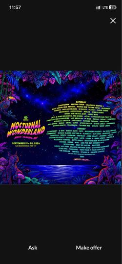 Nocturnal wonderland 2 day VIP