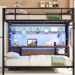 Full Over Twin Bed With Desk