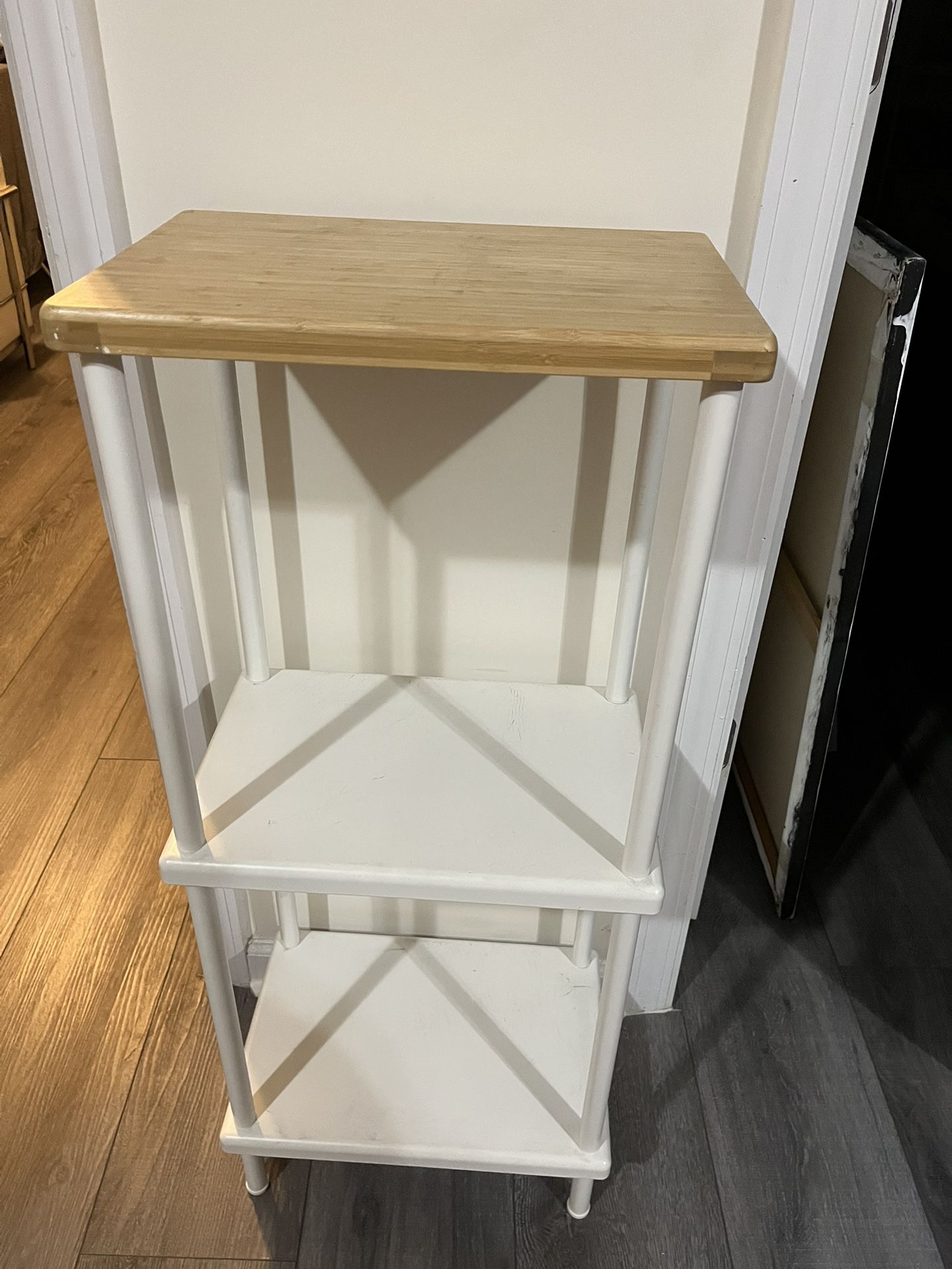 Bamboo And Metal Shelves