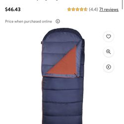 Slumberjack Shadow Mountain 30-Degree Hooded Sleeping Bag, 35"×88"