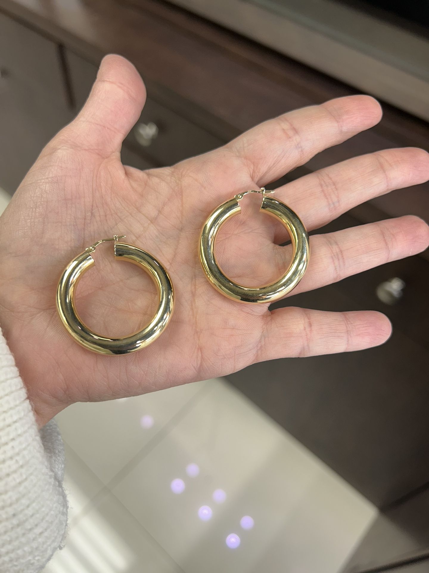 Earrings Yellow Gold 14k. Hoops
