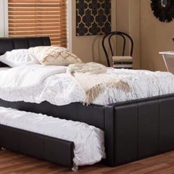 New Twin Size Black Trundle Bed