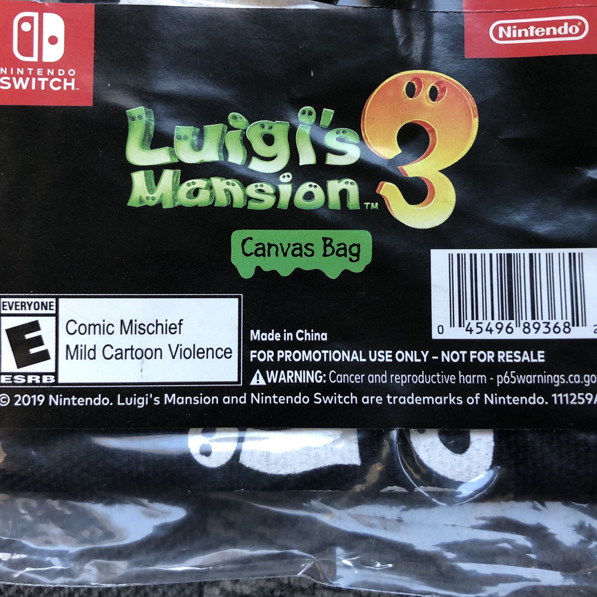 Luigi’s Mansion 3 Tote Bag ~ Not For Resale