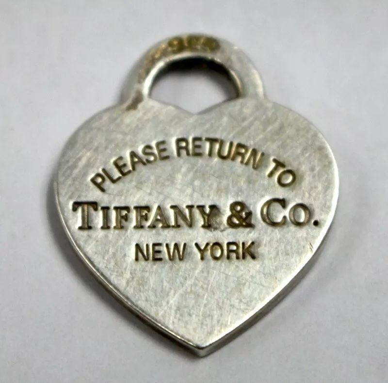 Vintage Return To Tiffany Heart Tag Pendant Charm In Sterling Silver 