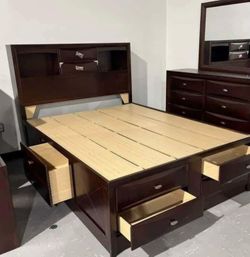 Cama Con Cajones para Aguardamento y Tocador con Espejo - Entrega De Mismo Día -
