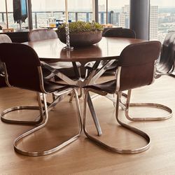 RH Maslow Dining  Table & Six RH Modern Chairs