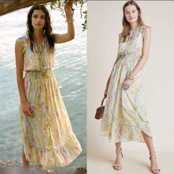  New With Tags Anthropologie Watercolor Maxi Dress Size 12  Retails $140