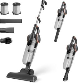 Corded Vacuum Cleaner, 600W 25KPa Powerful Stick Vacuum for Home Pet Hair 2-in-1 Lightweight Handheld Vacuum with 16ft Long Cord, Self-Standing, for H